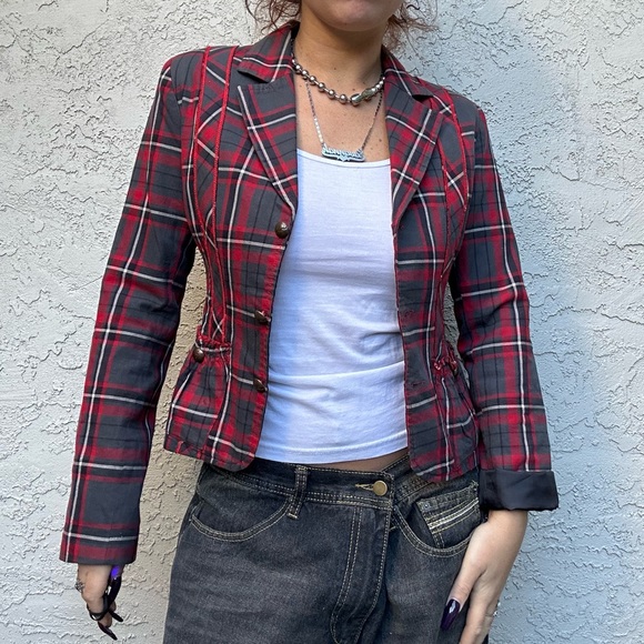 Y2k Plaid Blazer - Picture 6 of 13